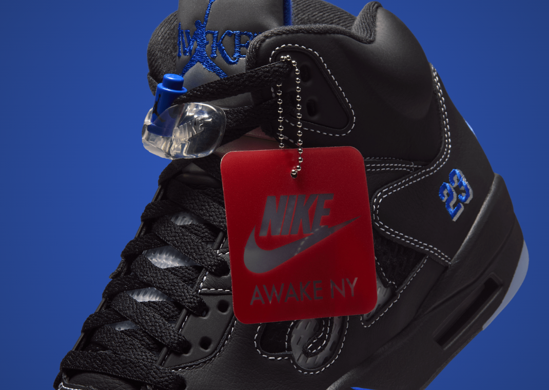 Awake NY x Air Jordan 5 Retro Black Racer Blue Detail