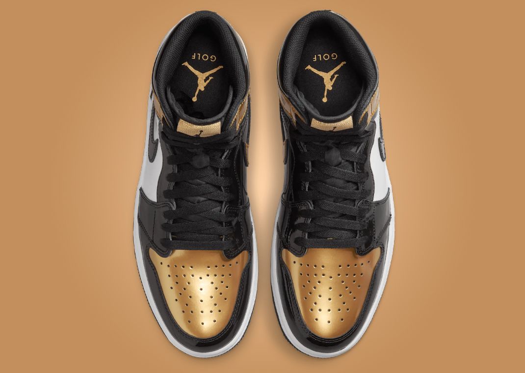 Air Jordan 1 High Golf Black Metallic Gold Top