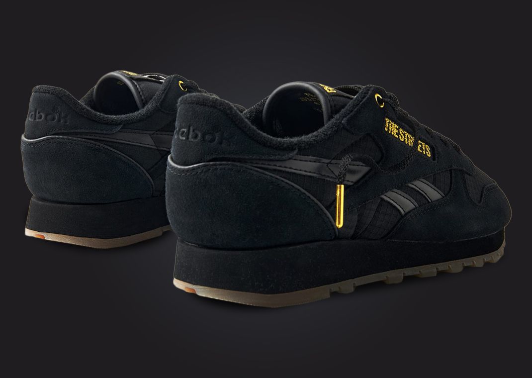END. x The Streets x Reebok Classic Leather Black Heel Angle