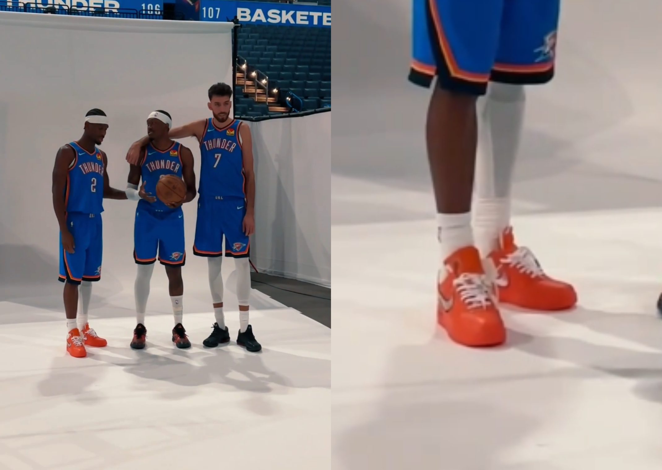 SGA wearing the Virgil Abloh Archives x Nike Air Force 1 Low Orange