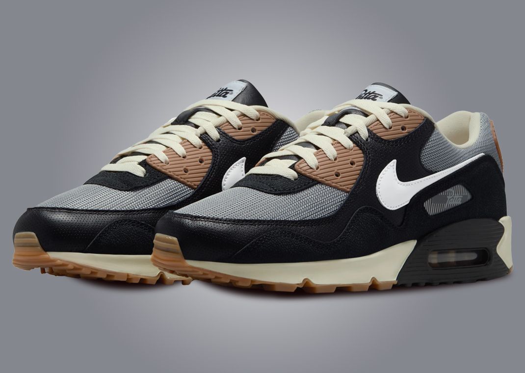 Patta x Nike Air Max 90 Waves Black Particle Grey Angle