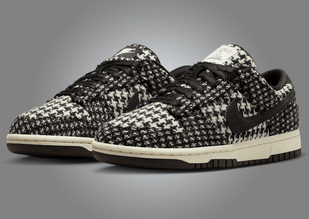 Harris Tweed x Nike Dunk Low Black White (W) Angle