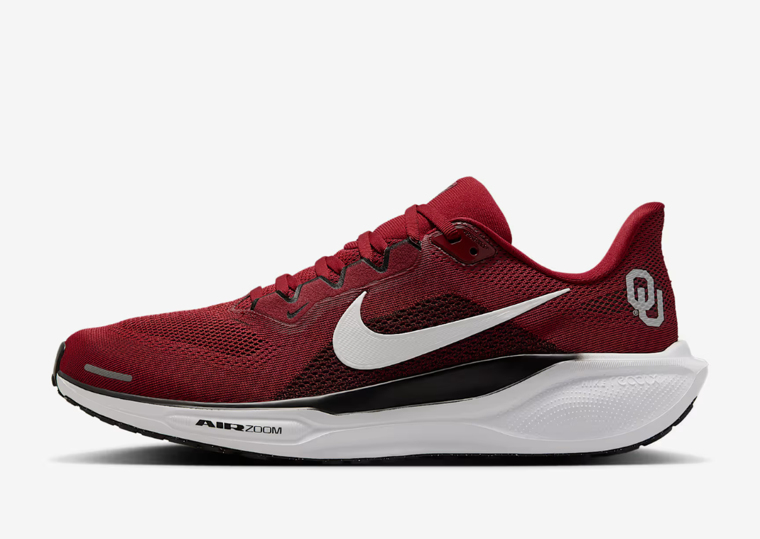 NCAA x Nike Pegasus 41 University of Oklahoma Side View