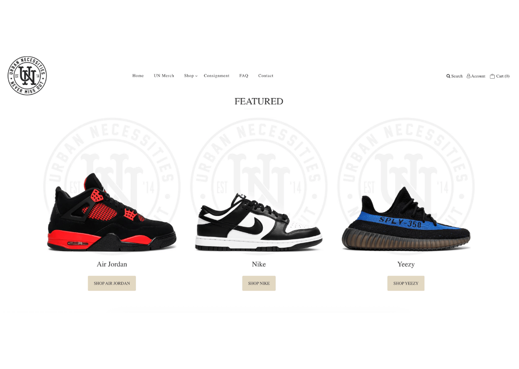 Urban Necessities' Website