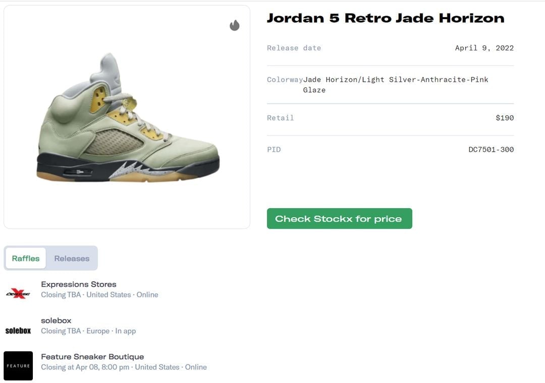 Air Jordan 5 Retro Jade Horizon Raffle Guide
