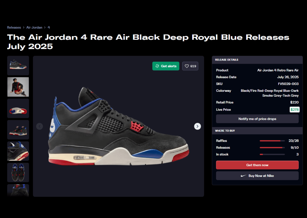 Air Jordan 4 Retro Rare Air Raffle Page