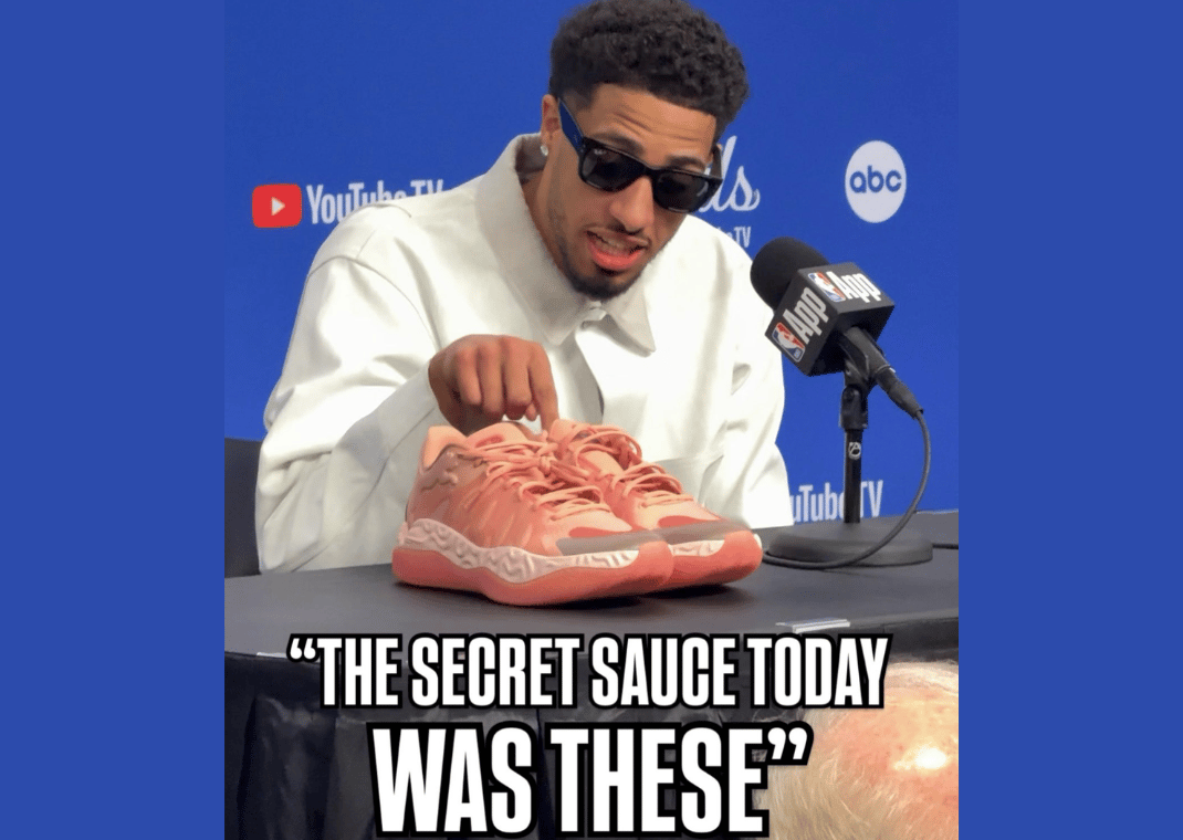 Tyrese Haliburton after Game 1 of the NBA Finals talking about his sneaker