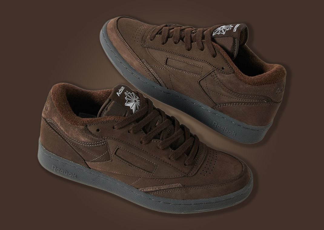 Adsum x Reebok Club C Mid II Dark Brown Left and Right Sneaker