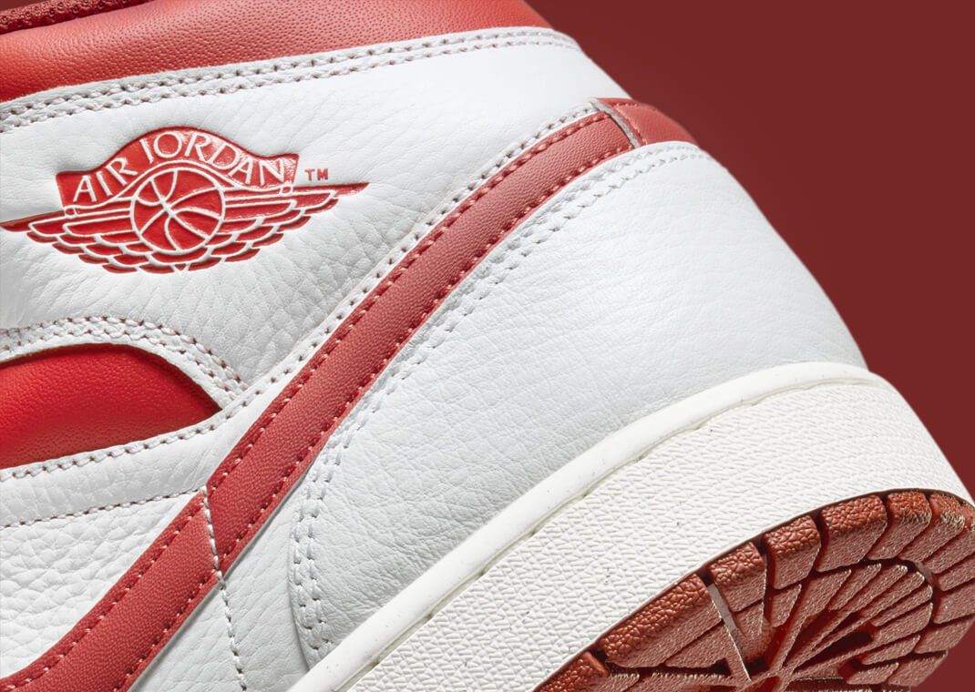 Air Jordan 1 Mid White Dune Red Heel