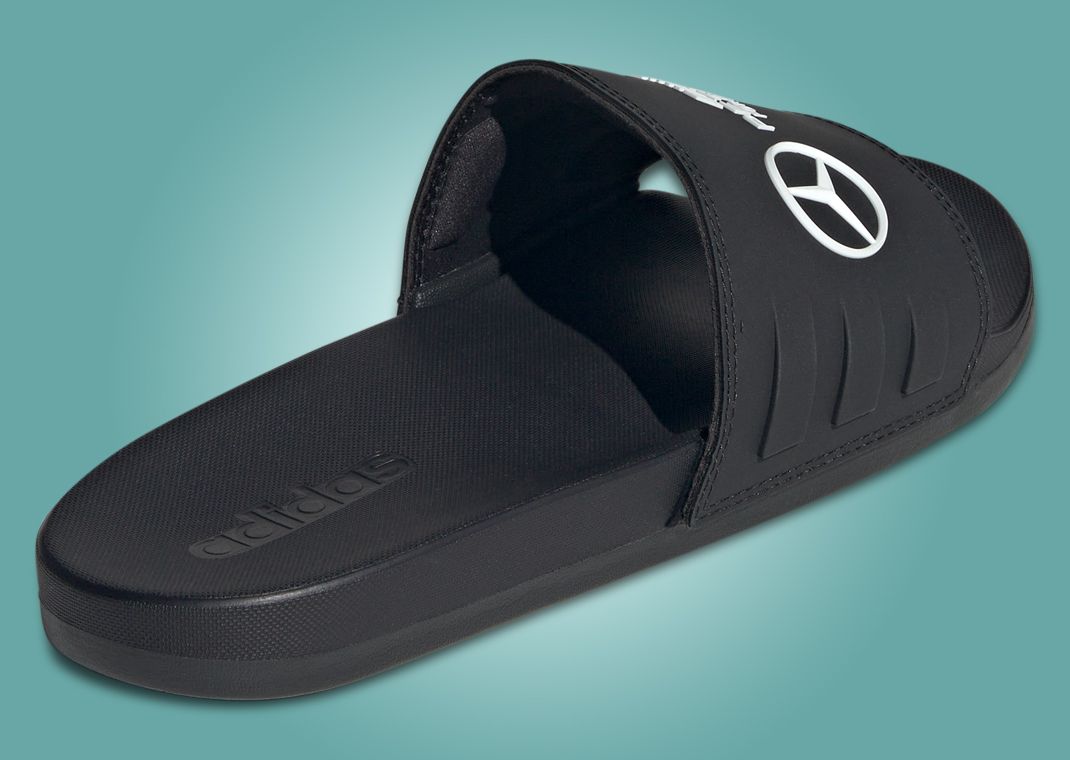 Mercedes AMG Petronas Formula One Team x adidas Adilette Comfort Core Black Heel Angle