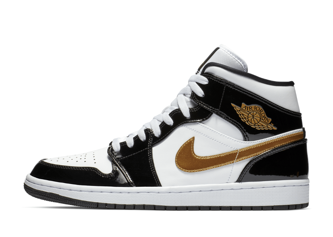 Air Jordan 1 Mid SE Black Metallic Gold Lateral