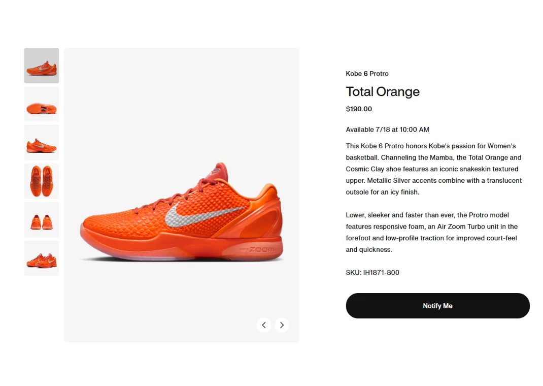 Nike Kobe 6 Protro WNBA Nike Page