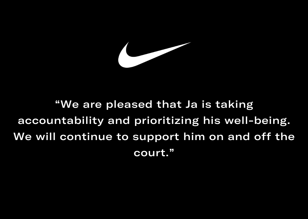 Nike's statement regarding Ja Morant's current suspension