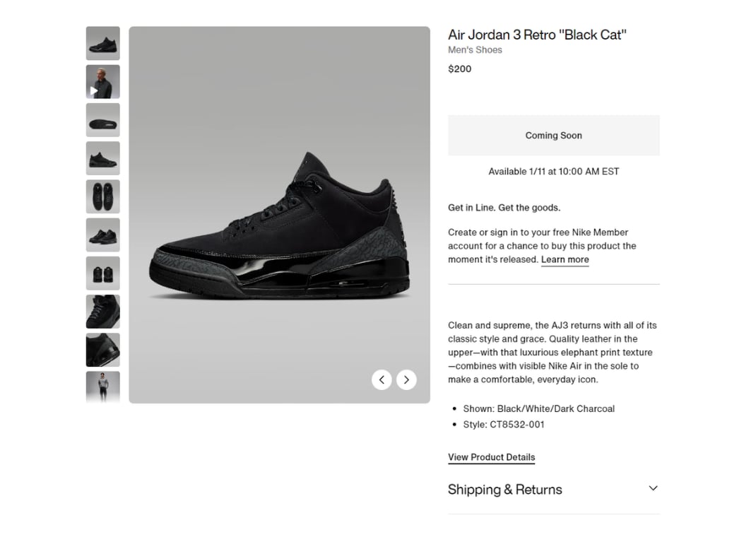 Air Jordan 3 Retro Black Cat Nike Page