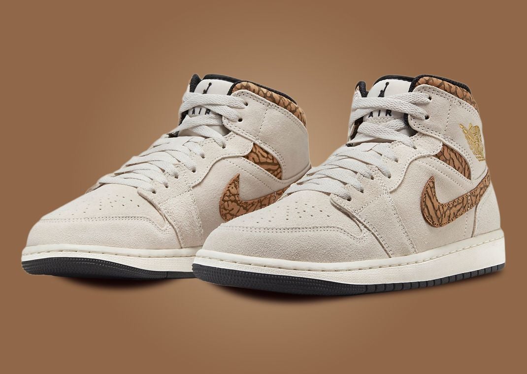Air Jordan 1 Mid SE Elephant Print Light Orewood Brown