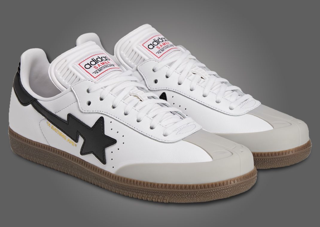 BAPE x adidas Samba White Black - Angle