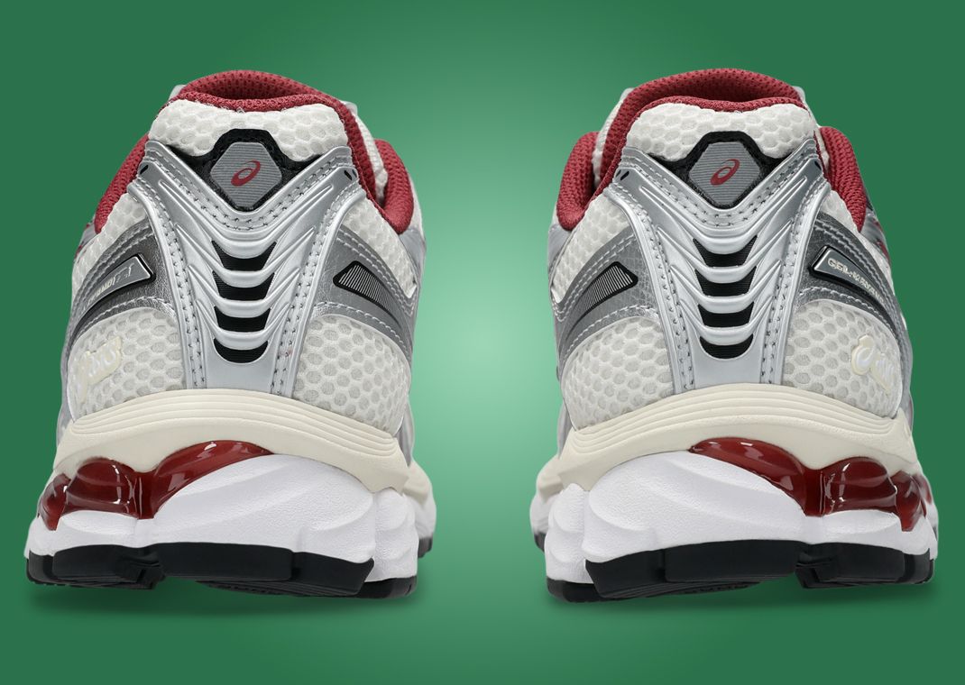 Asics Gel-Kayano 12.1 Metallic Silver Burgundy Heel