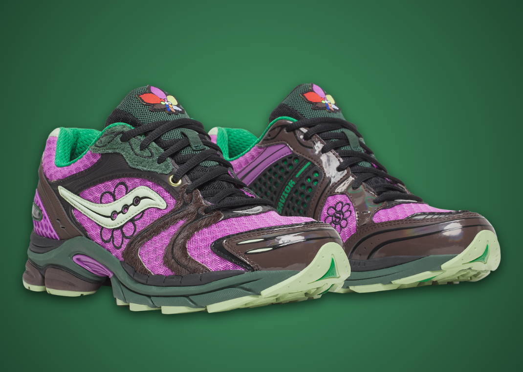Jae Tips x Saucony ProGrid Triumph 4 Flowers Grow Uptown Perilla Angle