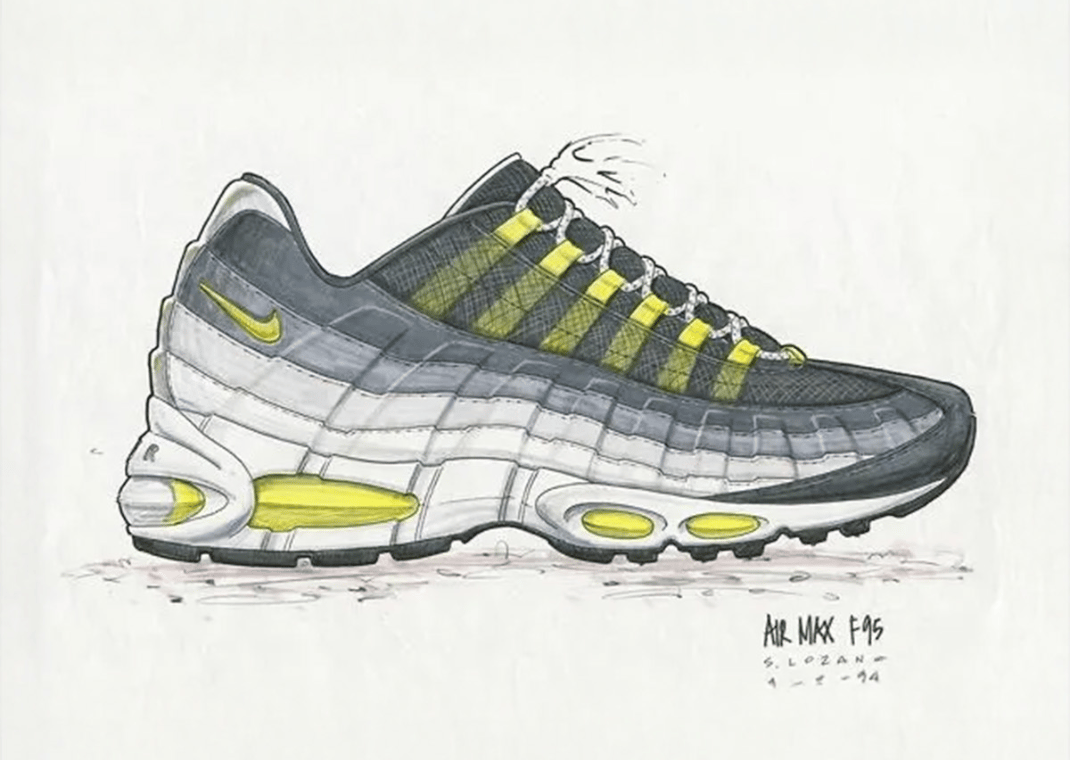 Sergio Lozano's original Air Max 95 Reverse Neon sketch