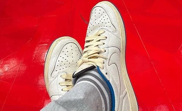 Hiroshi Fujiwara Wears Exclusive fragment design x Travis Scott x Air Jordan 1 Low Colorway