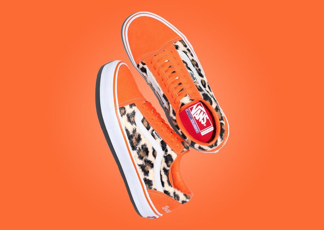 Supreme x Vans Old Skool Cheetah Print Orange Pair