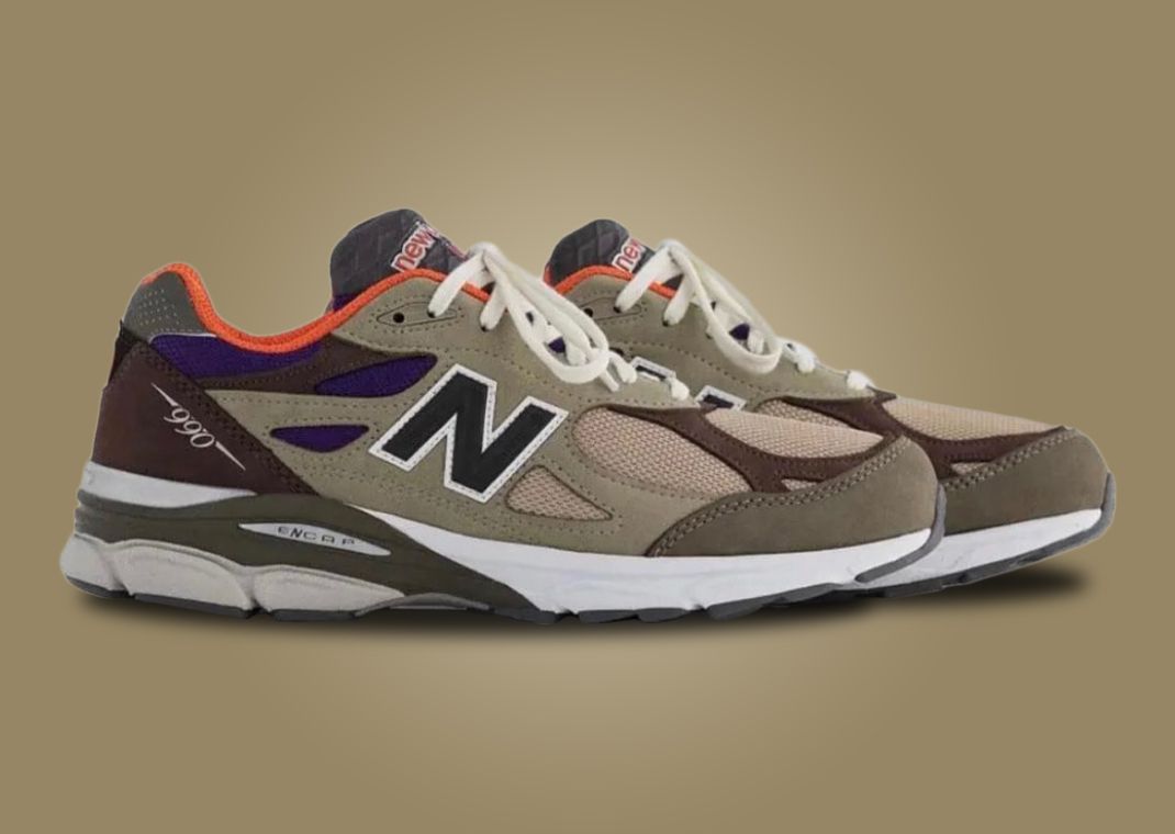 スニーカー New Balance 990v3 MiUSA Teddy Santis Khaki Orange New Balance 990v3 MiUSA Teddy Santis Khaki Orange