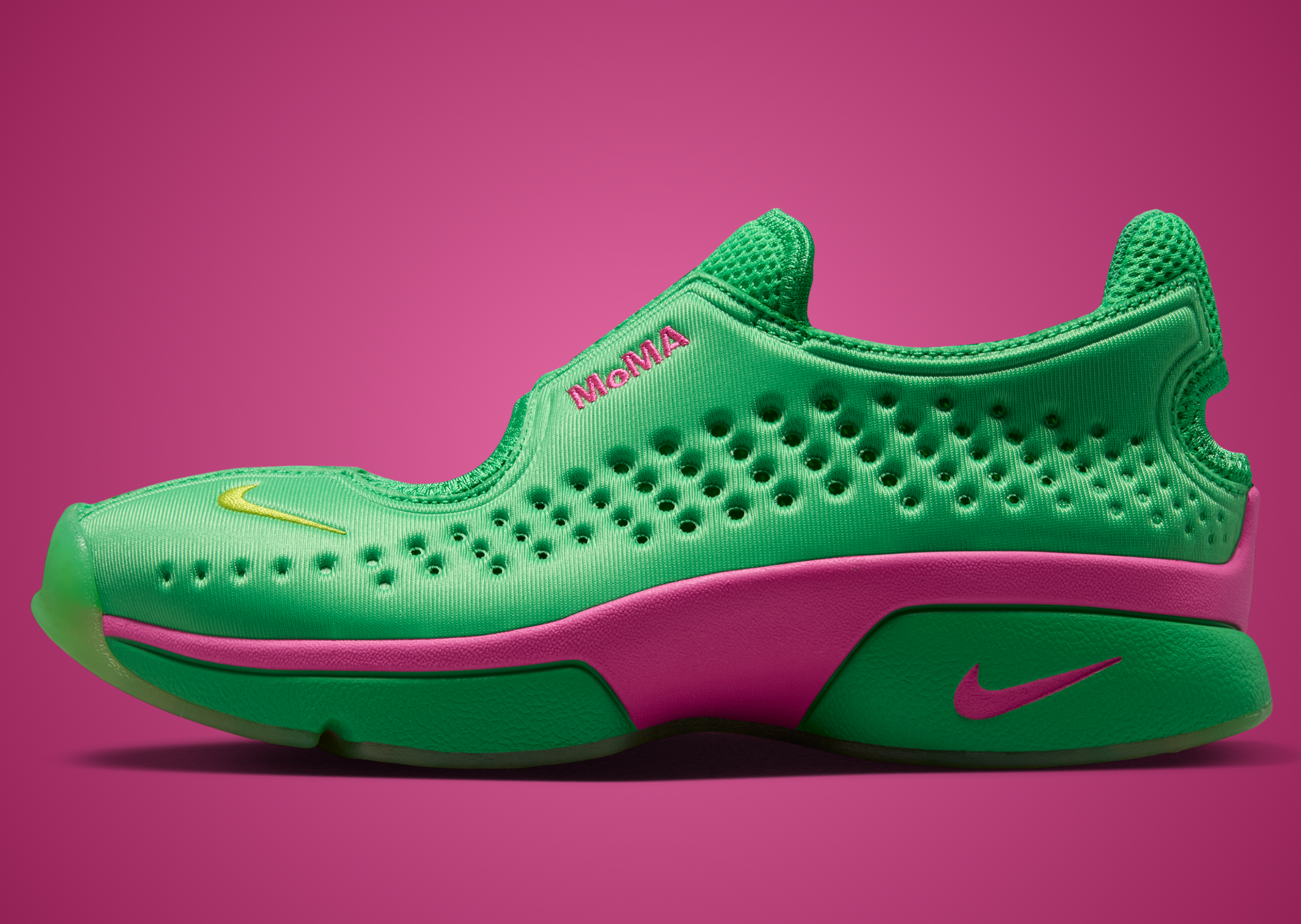 MoMA x Nike Air Rift 2 Hyper Verde Light Fuchsia - Lateral