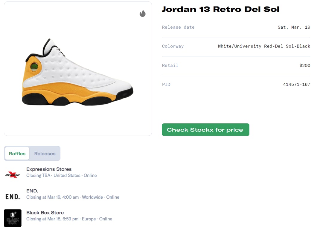 Air Jordan 13 Del Sol Raffle Guide