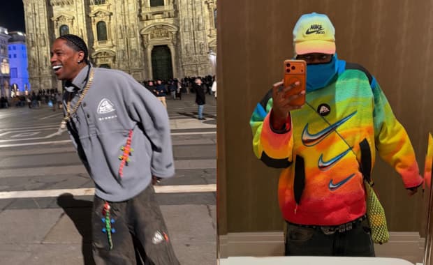 Travis Scott (left) and Lil Yachty (right) wearing piece from the CPFM x Nike ACG collection