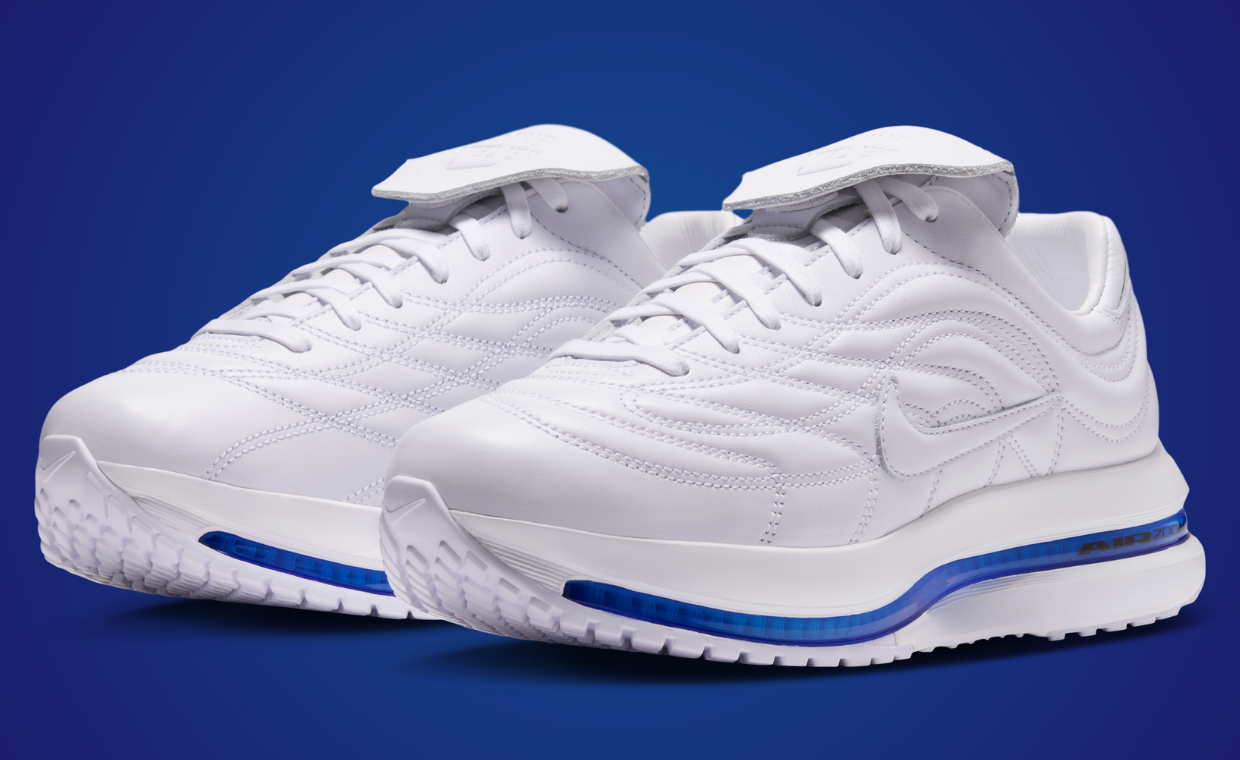 Nike Atelier Merc Premium in white leather, showcasing clean seaming and handmade construction details on the hybrid soccer silhouette