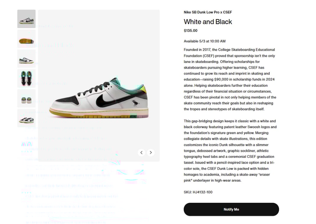 CSEF x Nike SB Dunk Low Nike Page