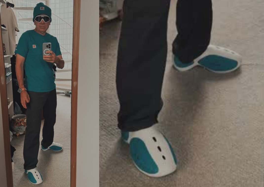 Steven Smith wearing a new Crocs silhouette