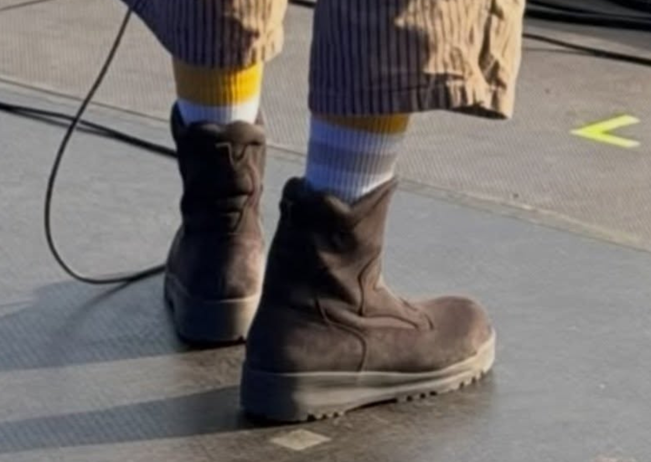 Yasiin Bey wearing an unreleased Yeezy boot sample