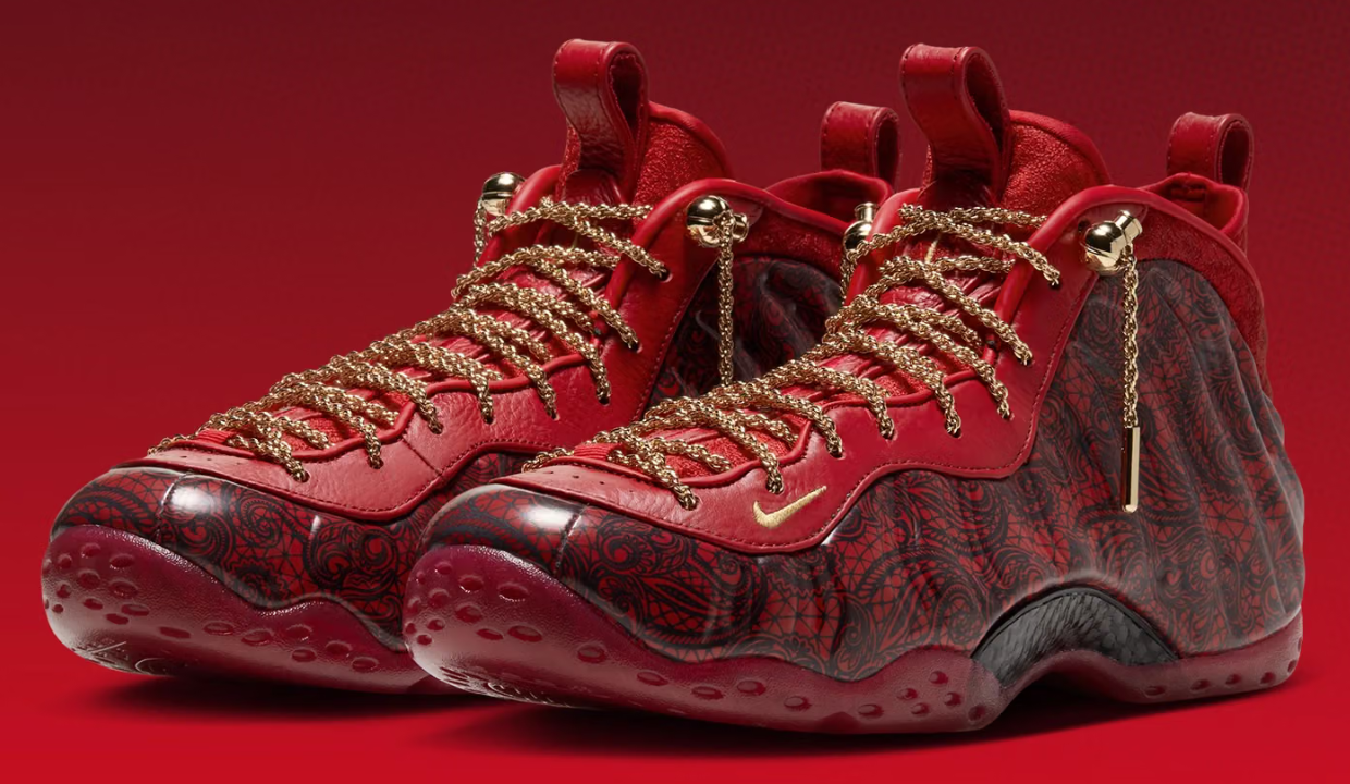 Victor Solomon’s Nike Air Foamposite One Collection Adds Black Paisley on a Gym Red Base