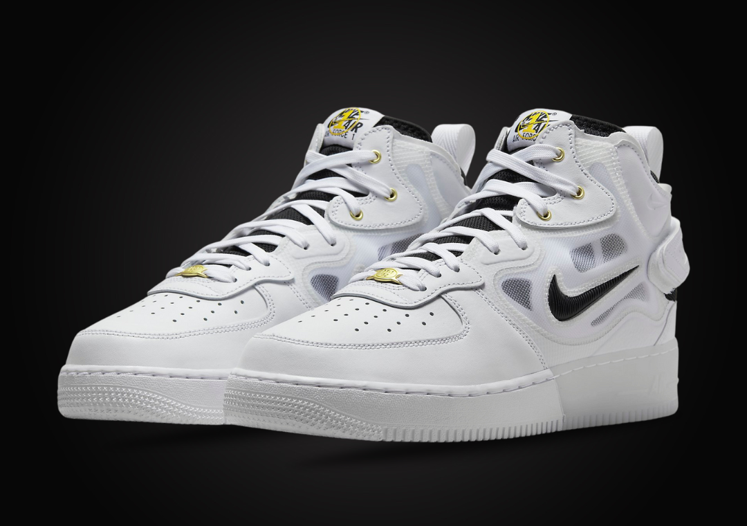 Nike Air Force 1 Mid React White Black Yellow Ochre