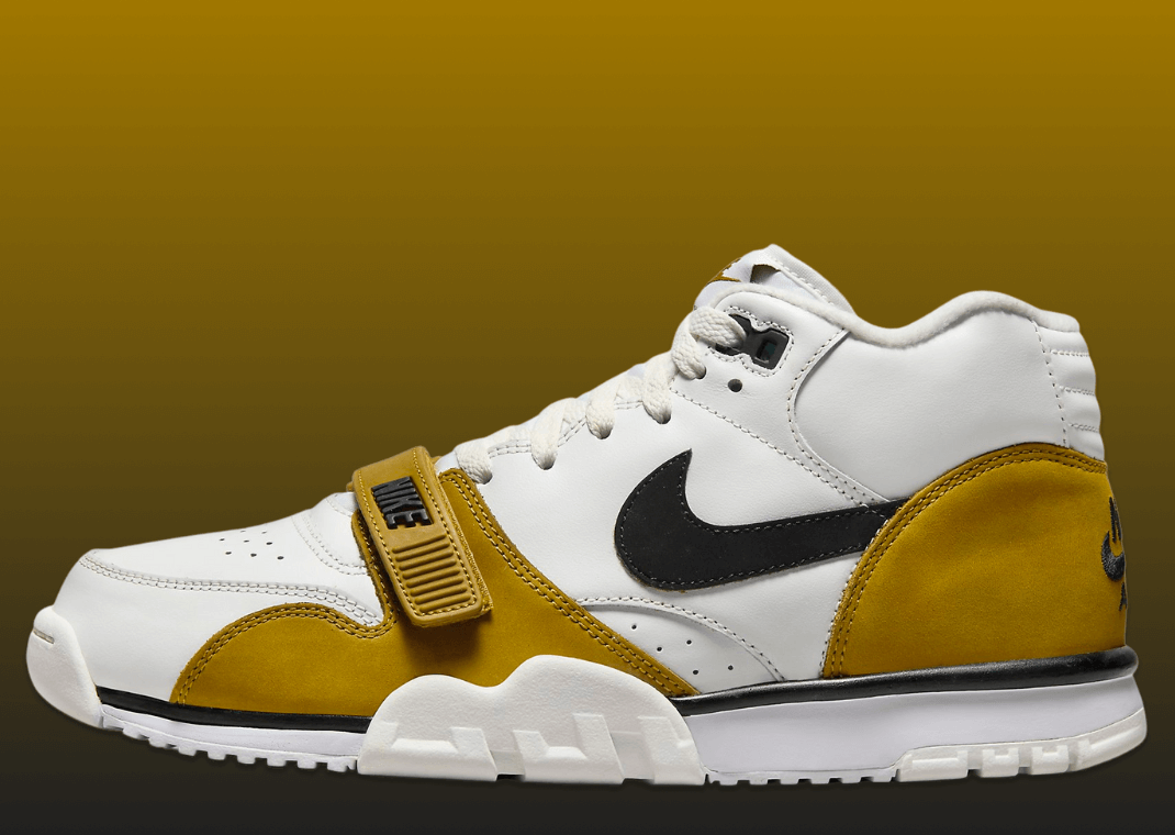 The Nike Air Trainer 1 White Black Bronzine Angle 1