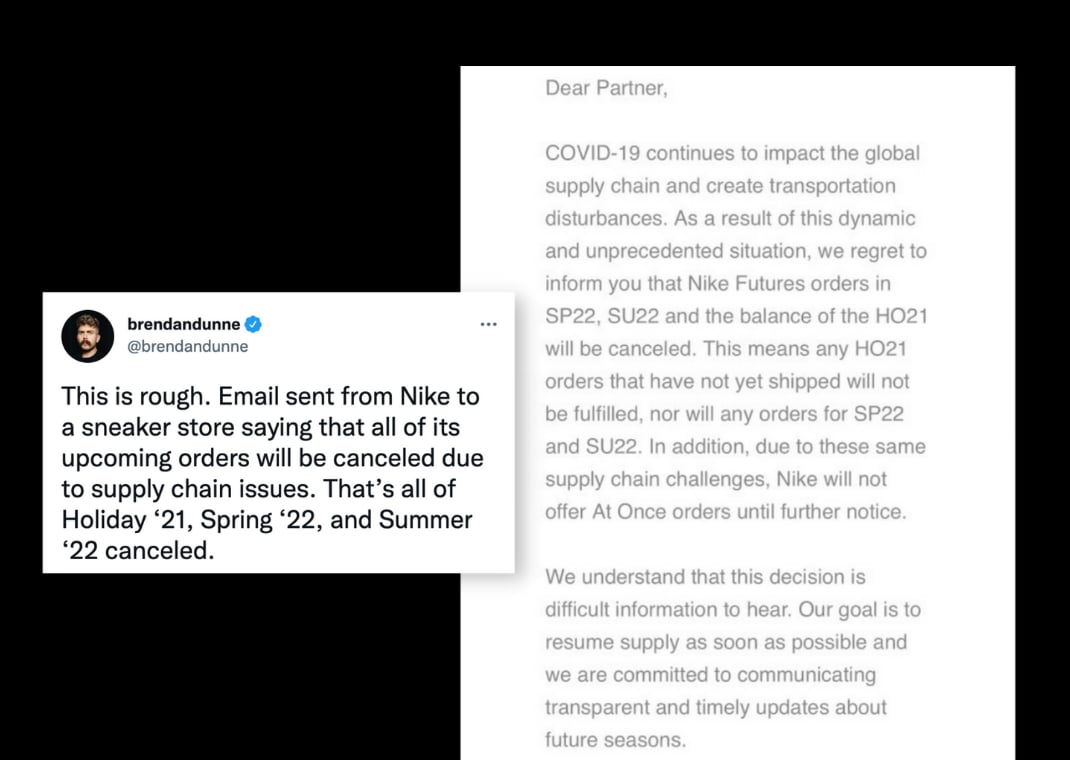 E-Mail sent by Nike to one of its retailers