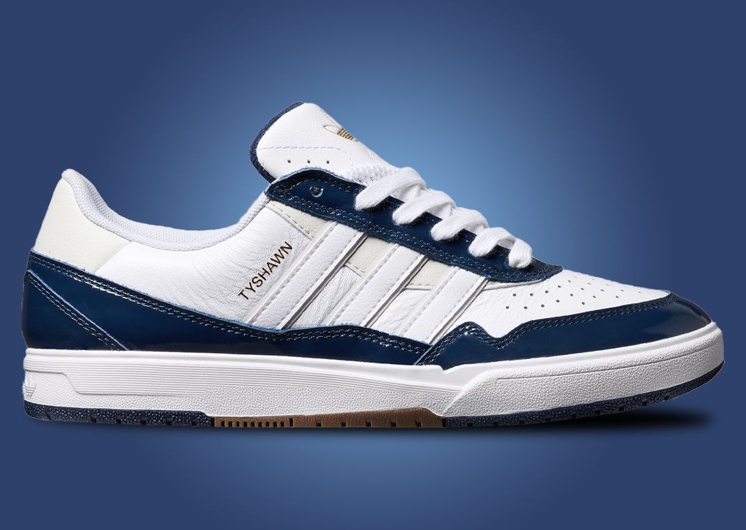 adidas Tyshawn II White Collegiate Navy Lateral