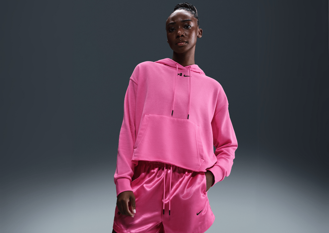 A'ja Wilson Women's Oversized Cropped Basketball Hoodie Pink
