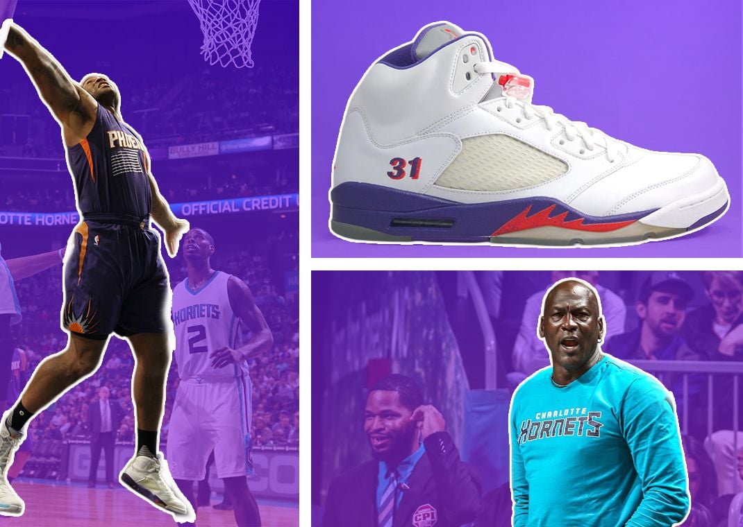 Michael Jordan notices PJ Tucker's Air Jordan 5 Shawn Marion PE