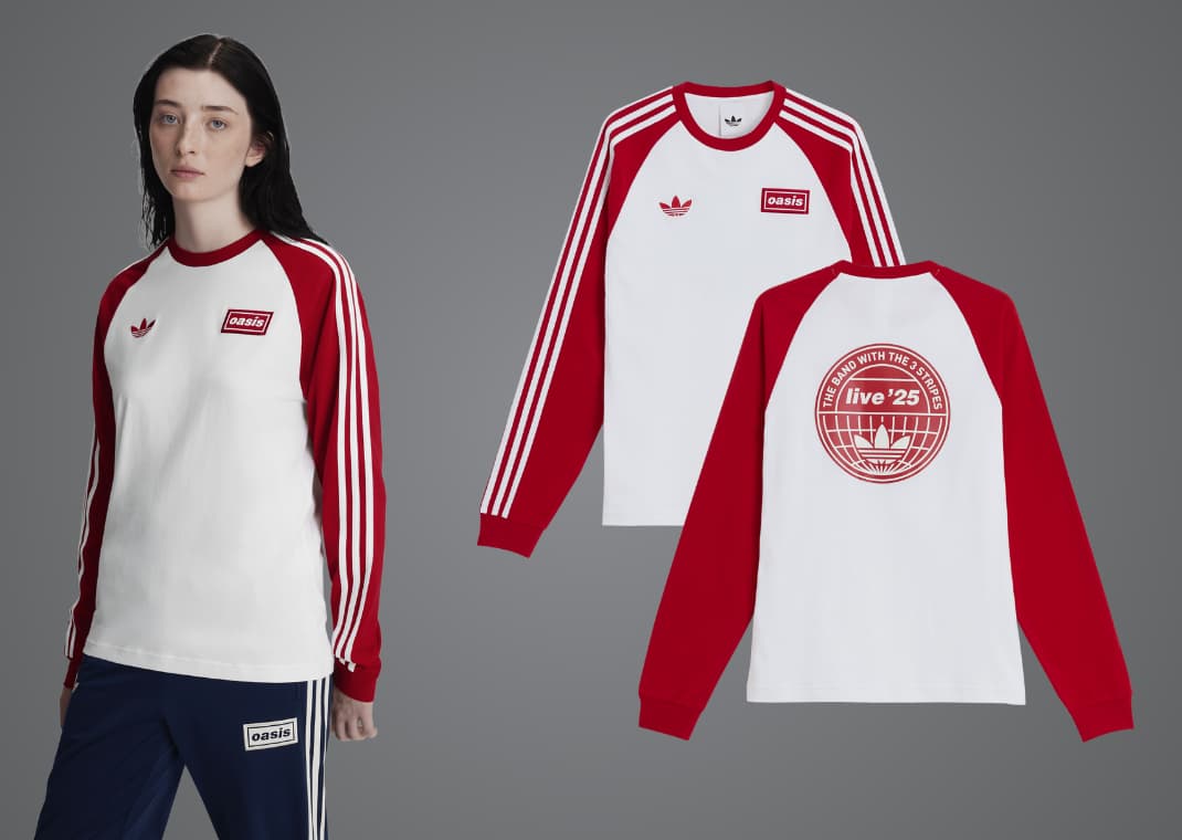 adidas oasis Tour 3-Stripes L/S Tee オアシス ツアーロンT Adidas x Oasis Tour 3-Stripes Long Sleeves Blue T-shirt