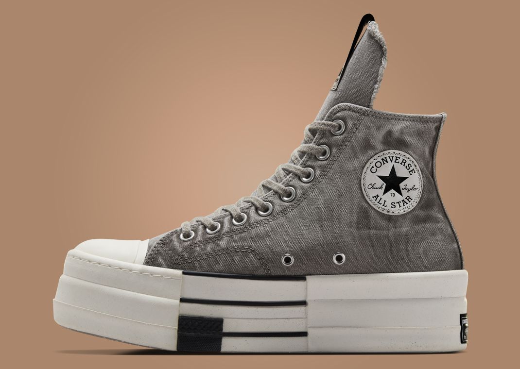 Rick Owens x Converse DBL DRKSTAR Hi Washed Canvas Concrete Medial