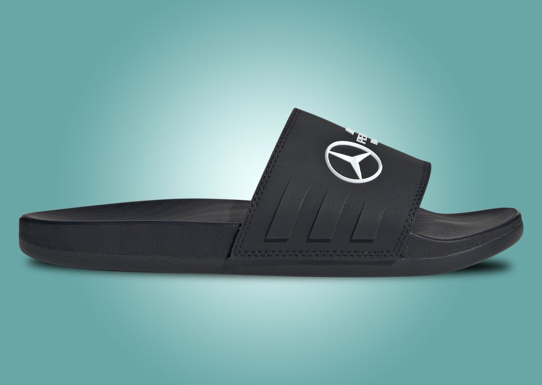 Mercedes AMG Petronas Formula One Team x adidas Adilette Comfort Core Black Lateral