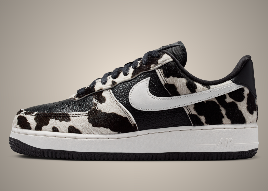 Nike Air Force 1 Low Cow Print Black (W) - Lateral