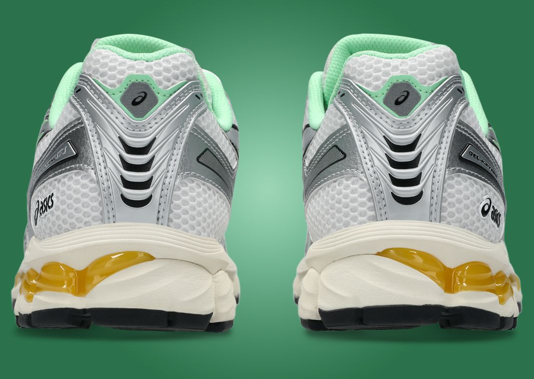 Asics Gel-Kayano 12.1 Metallic Silver Light Green Heel