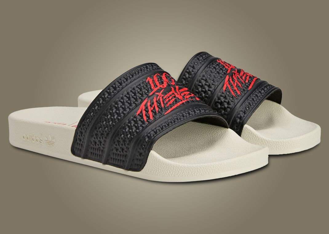 100 Thieves x adidas Adilette Slide Angle