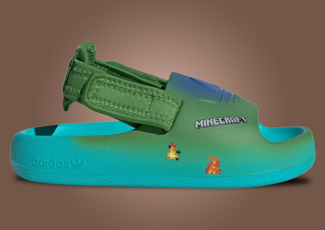 Minecraft x adidas Adifom Adilette Zombie (PS) Lateral