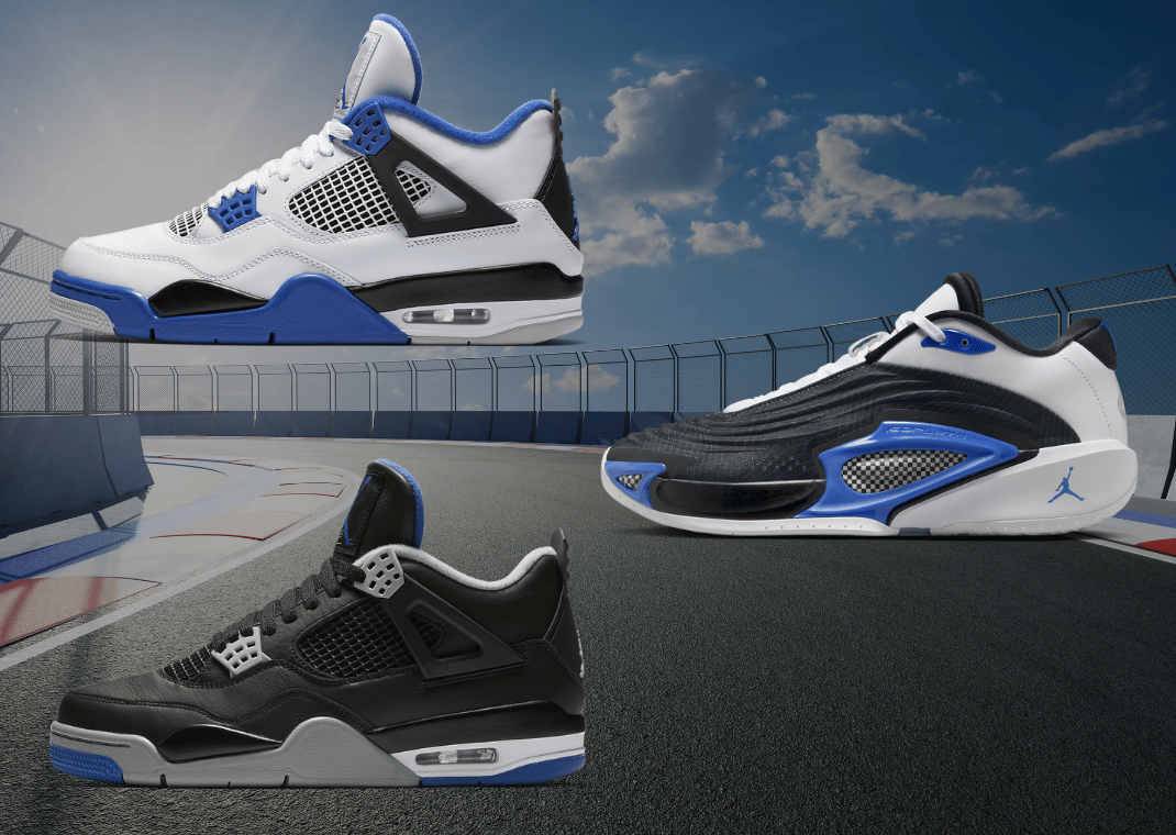 Jordan 4 Motorsports (top) and Alternate Motorsports (bottom) next to the Jordan Luka 3 Motorsports (right)