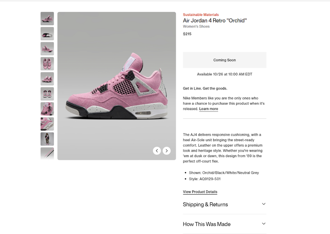 Air Jordan 4 Retro Orchid (W) Nike Page