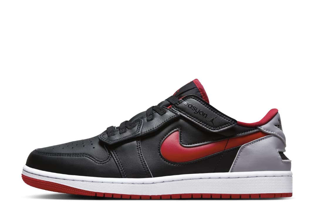 Air Jordan 1 Low FlyEase Black Cement Grey Fire Red